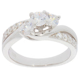 White Moissanite sterling silver ring with sparkling accents, showcasing elegance and luxury for any occasion.